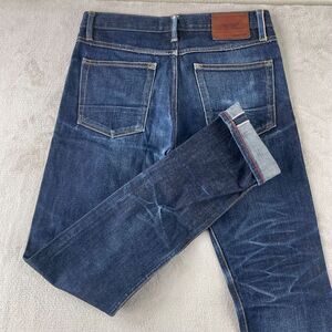 Gustin‎ Selvedge Jeans Men 32 (Fits 30x35) Raw Blue Skinny Distressed Button Fly